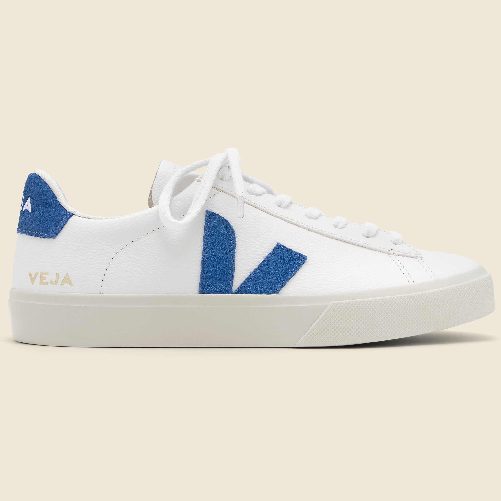Veja, Campo ChromeFree Leather Sneaker - Extra White/Swedish Blue
